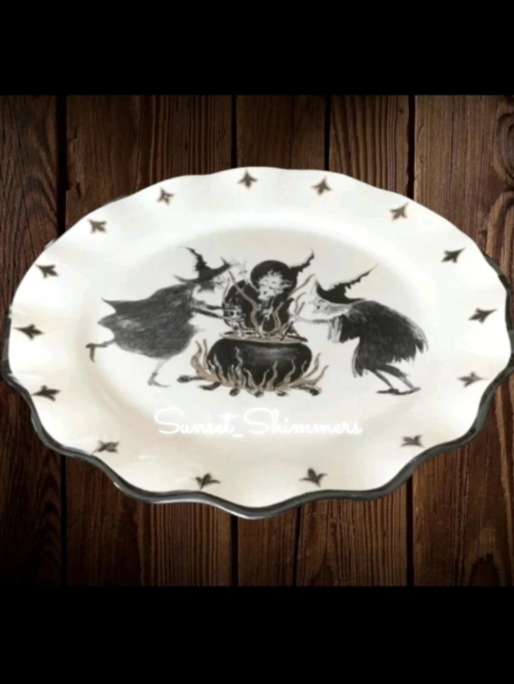 4 Potters Studio Witches Brew Cauldron Halloween Witch Ceramic Dinner Plate Set - Picture 7 of 8